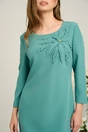 Rochie Viada din stofa verde menta cu floare pe bust