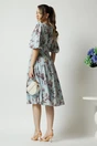 Rochie Viada din viscoza bleu cu imprimeuri florale gri