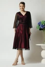Rochie Viada din voal magenta cu broderie pe bust