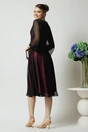 Rochie Viada din voal magenta cu broderie pe bust