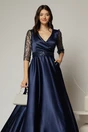 Rochie Adria lunga bleumarin cu cordon in talie, 3, dyfashion.ro