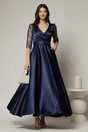 Rochie Adria lunga bleumarin cu cordon in talie, 1, dyfashion.ro