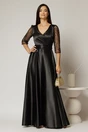Rochie Adria lunga neagra cu cordon in talie, 1, dyfashion.ro