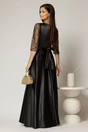 Rochie Adria lunga neagra cu cordon in talie, 2, dyfashion.ro