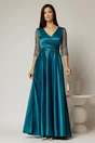 Rochie Adria lunga turcoaz cu cordon in talie, 1, dyfashion.ro