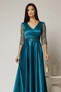 Rochie Adria lunga turcoaz cu cordon in talie, 3, dyfashion.ro