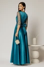 Rochie Adria lunga turcoaz cu cordon in talie, 2, dyfashion.ro