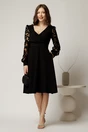 Rochie Adria neagra de ocazie clos cu decolteu petrecut, 3, dyfashion.ro