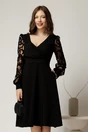 Rochie Adria neagra de ocazie clos cu decolteu petrecut, 1, dyfashion.ro