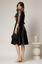 Rochie Adria neagra din tafta in clos cu cordon in talie, 2, dyfashion.ro