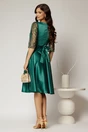 Rochie Adria verde smarald din tafta in clos cu cordon in talie, 2, dyfashion.ro