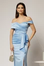 Rochie Aivy lunga eleganta din tafta bleu, 3, dyfashion.ro