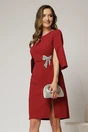 Rochie Aja eleganta din stofa bordo cu aplicatie funda, 1, dyfashion.ro
