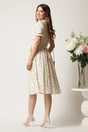 Rochie alba cu buline colorate in clos cu cordon in talie, 2, dyfashion.ro