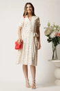 Rochie alba cu buline colorate in clos cu cordon in talie, 3, dyfashion.ro