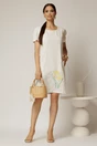 Rochie alba din in cu flori brodate si croi drept, 3, dyfashion.ro