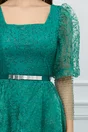 Rochie Alexa lunga verde cu glitter