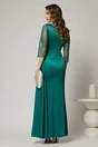 Rochie Alora lunga eleganta din tafta verde cu pietre pe maneci, 2, dyfashion.ro