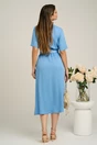 Rochie de zi bleu cu buzunare si curea detasabila in talie