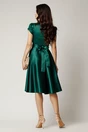 Rochie Amira midi verde din tafta cu paiete pe maneci si cordon in talie, 2, dyfashion.ro