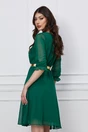 Rochie Anastasia verde din voal cu elastic si curea in talie