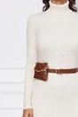 Rochie Anda ivory din tricot cu accesoriu in talie