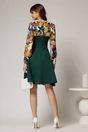 Rochie Andrada din stofa verde cu funda si imprimeu colorat, 2, dyfashion.ro
