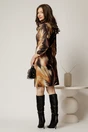Rochie Anita maro cu imprimeuri galbene si lant la bust, 2, dyfashion.ro