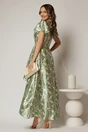 Rochie asimetrica din satin cu imprimeuri verzi si decolteu petrecut, 2, dyfashion.ro