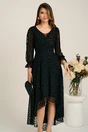 Rochie asimetrica neagra in clos din tull cu buline catifelate, 4, dyfashion.ro
