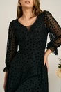 Rochie asimetrica neagra in clos din tull cu buline catifelate, 3, dyfashion.ro