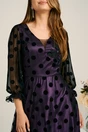 Rochie asimetrica neagra in clos din tull cu dublura mov si buline catifelate, 3, dyfashion.ro