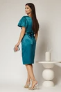 Rochie Atena turcoaz cu maneci scurte si cordon in talie, 2, dyfashion.ro