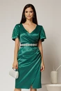 Rochie Atena verde cu maneci scurte si cordon in talie, 1, dyfashion.ro