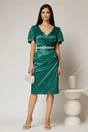 Rochie Atena verde cu maneci scurte si cordon in talie, 3, dyfashion.ro