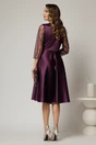 Rochie Azaleea midi mov din tafta cu paiete la bust si funda maxi in talie, 2, dyfashion.ro