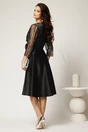 Rochie Azaleea midi neagra din tafta cu paiete la bust si funda maxi in talie, 2, dyfashion.ro