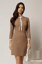 Rochie bej cu nasturi perlati si funda, 1, dyfashion.ro