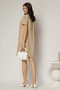 Rochie bej din in cu flori brodate si croi drept, 2, dyfashion.ro