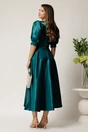 Rochie Belle midi verde din organza in clos cu decolteu petrecut, 2, dyfashion.ro