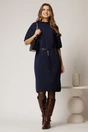 Rochie bleumarin din tricot cu maneci fluture si curea in talie, 3, dyfashion.ro