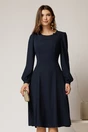 Rochie bleumarin eleganta de ocazie din voal in clini, 1, dyfashion.ro