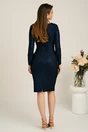 Rochie bleumarin conica din lurex cu fronseu- Viada, 2, dyfashion.ro