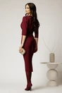 Rochie bordo conica cu decolteu petrecut si cordon in talie, 2, dyfashion.ro
