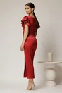 Rochie bordo cu croi mulat din tafta si aplicatii pe talie, 2, dyfashion.ro