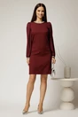 Rochie DY Fashion bordo eleganta cu maneci din voal si aplicatii la decolteu, 3, dyfashion.ro