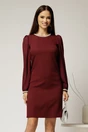 Rochie DY Fashion bordo eleganta cu maneci din voal si aplicatii la decolteu, 1, dyfashion.ro