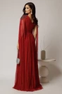 Rochie bordo lunga de seara din dantela cu aplicatii pe umeri, 2, dyfashion.ro