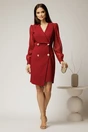 Rochie bordo scurta tip sacou cu maneci din dantela, 3, dyfashion.ro