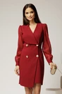Rochie bordo scurta tip sacou cu maneci din dantela, 1, dyfashion.ro